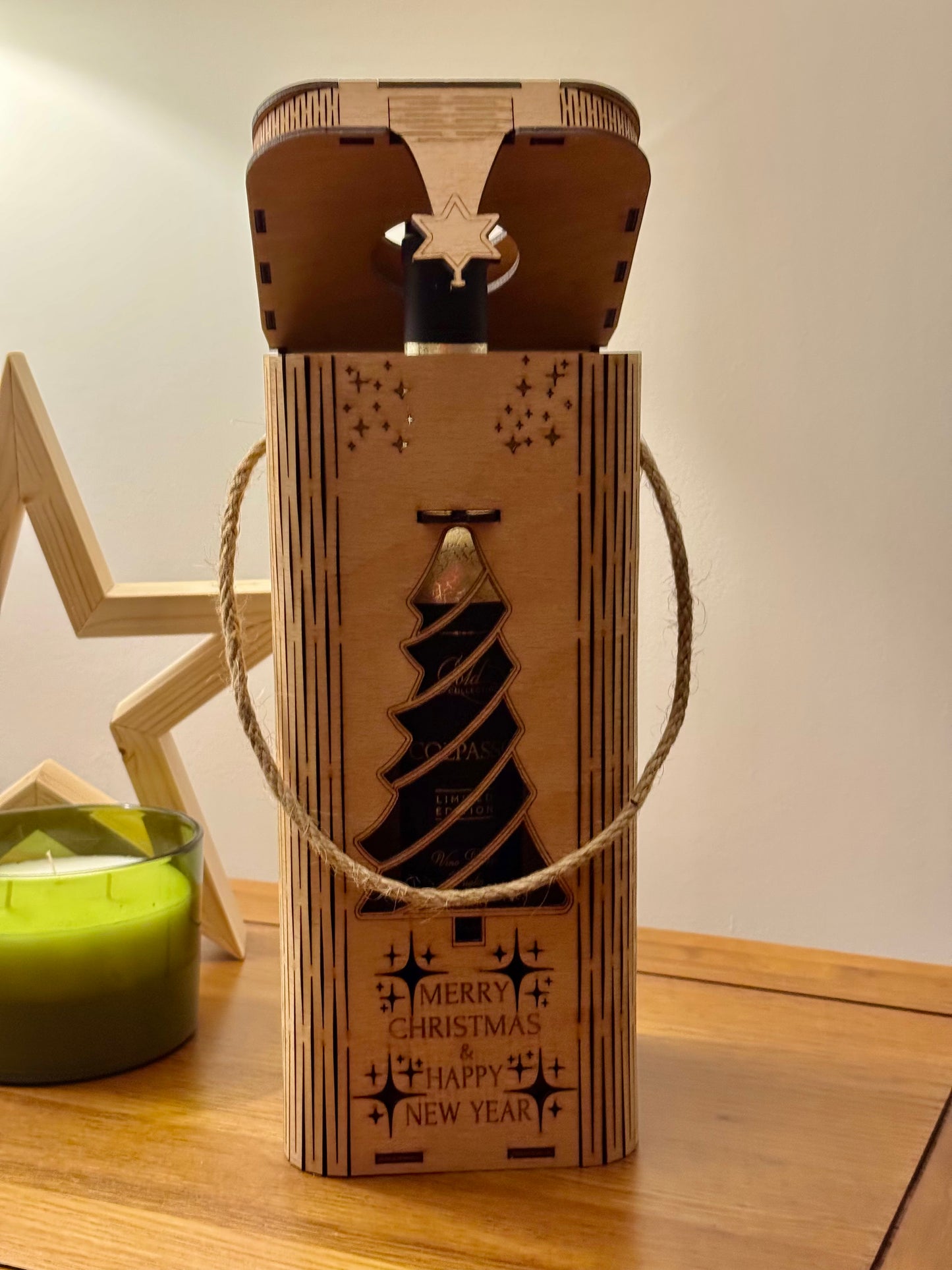 Handmade Wooden Wine Christmas Gift Box
