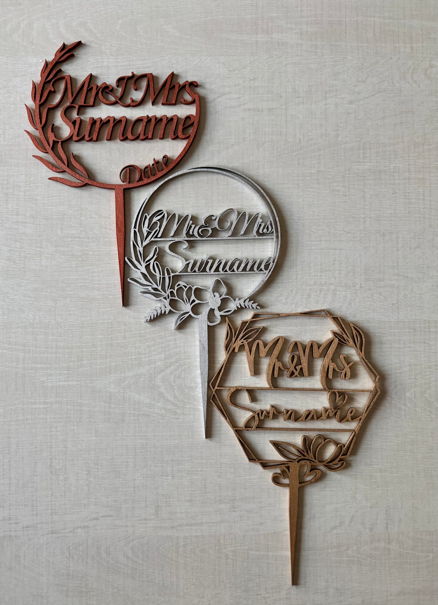 Wedding Personalised Wooden Cake Topper