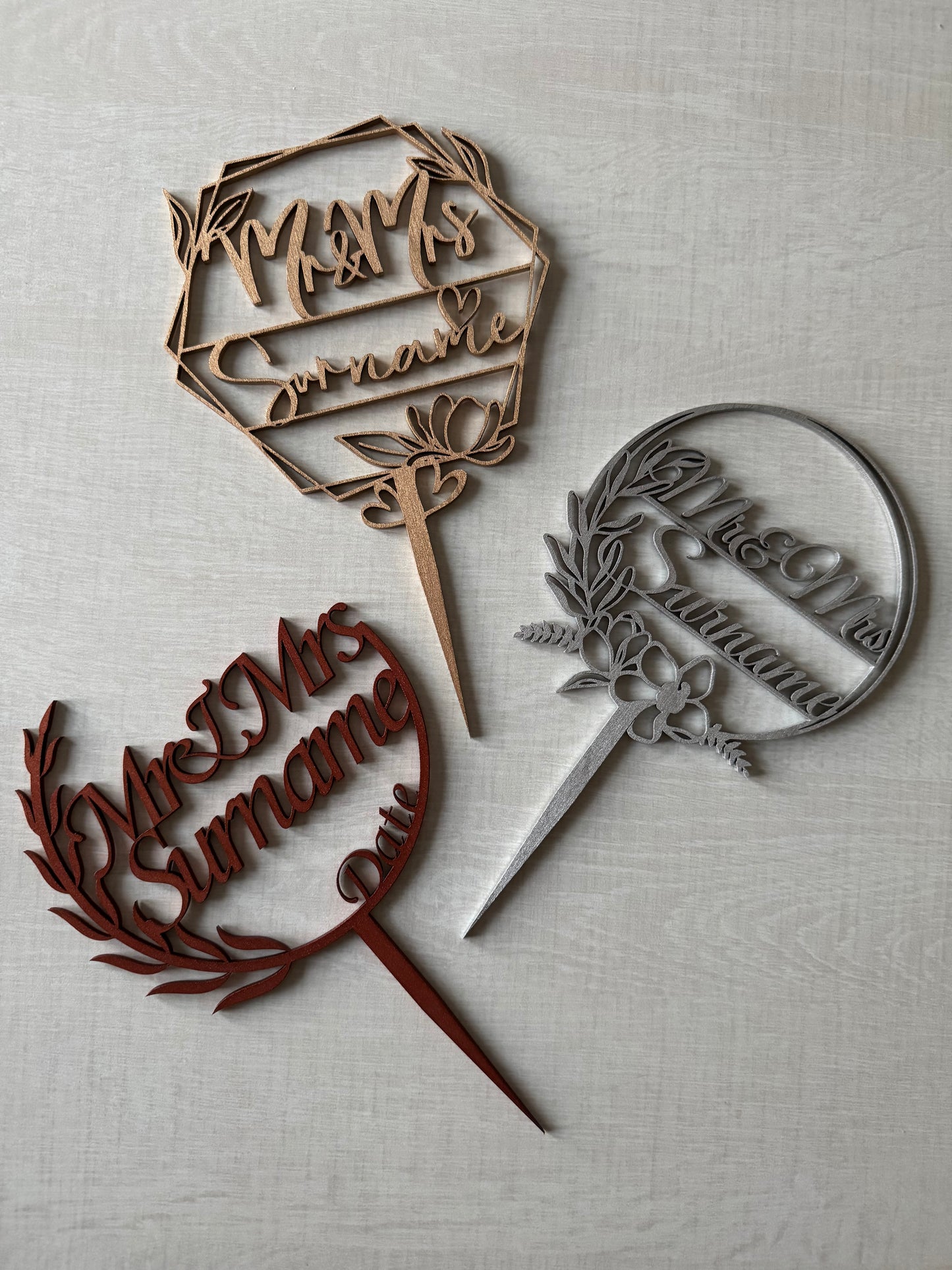 Wedding Personalised Wooden Cake Topper