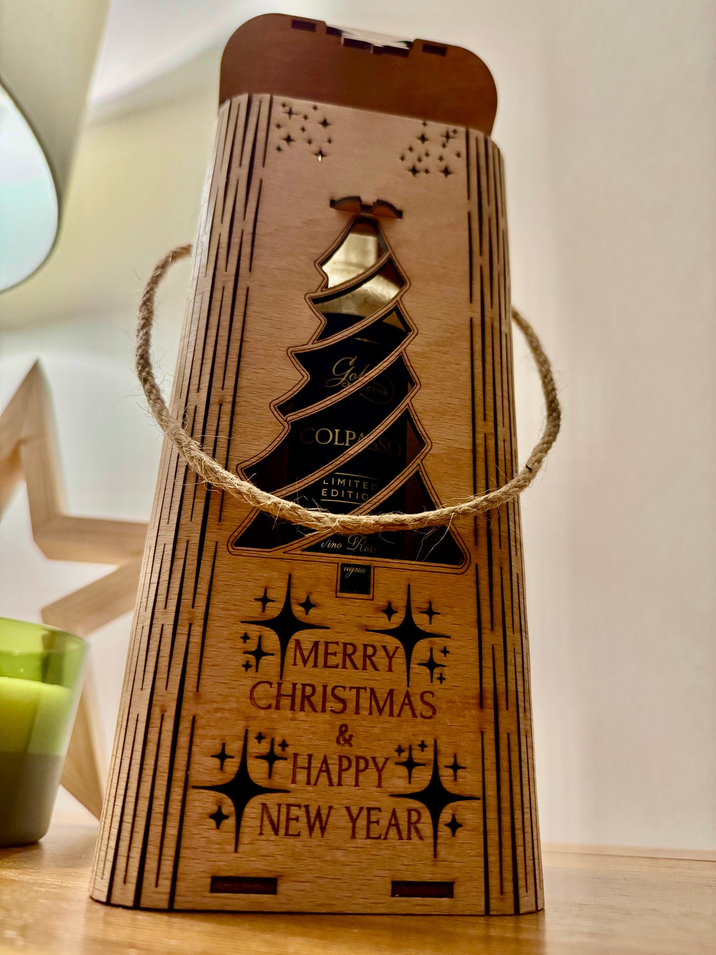 Handmade Wooden Wine Christmas Gift Box