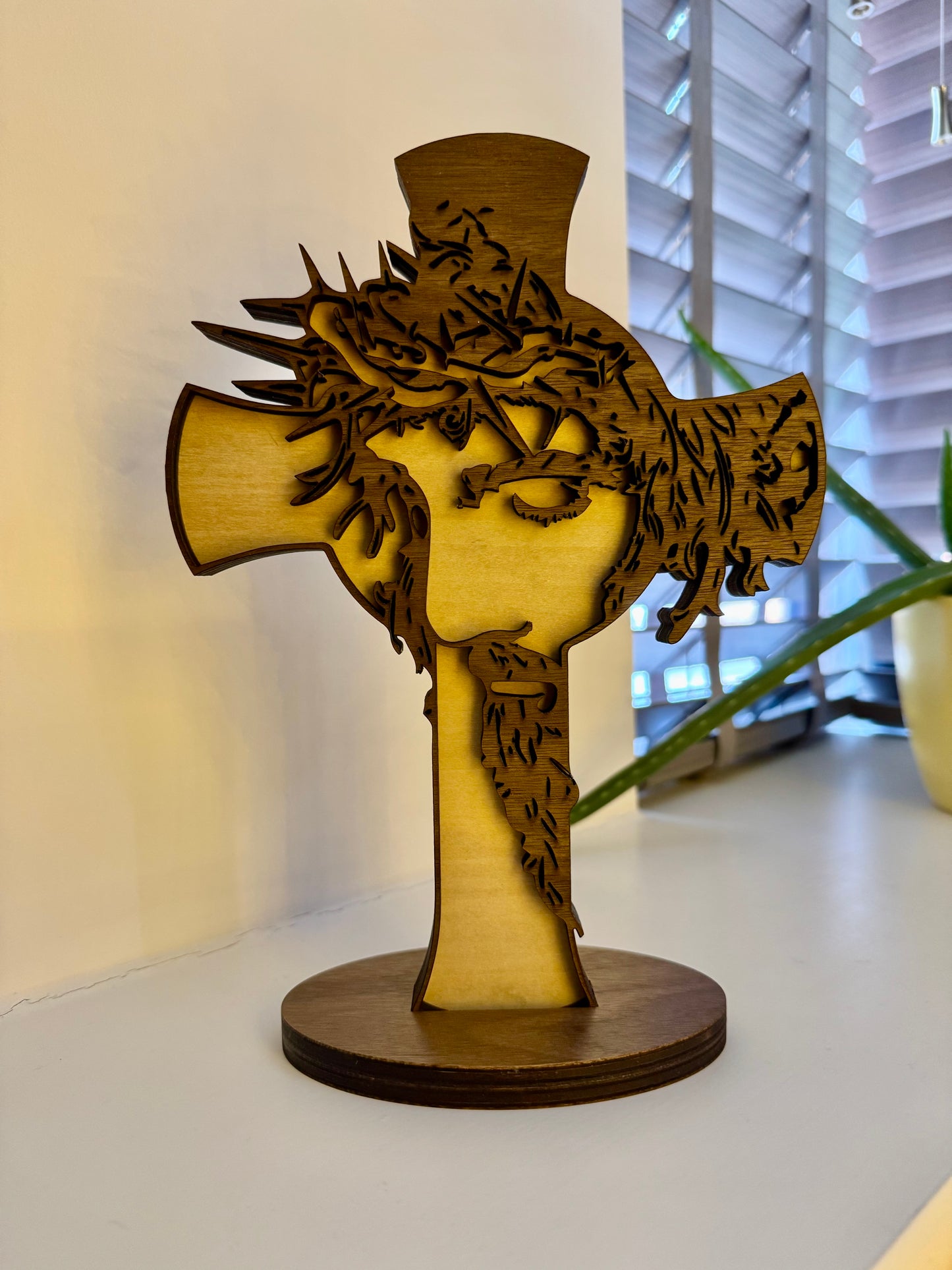 Wooden Cross With The Face Of Jesus Christ