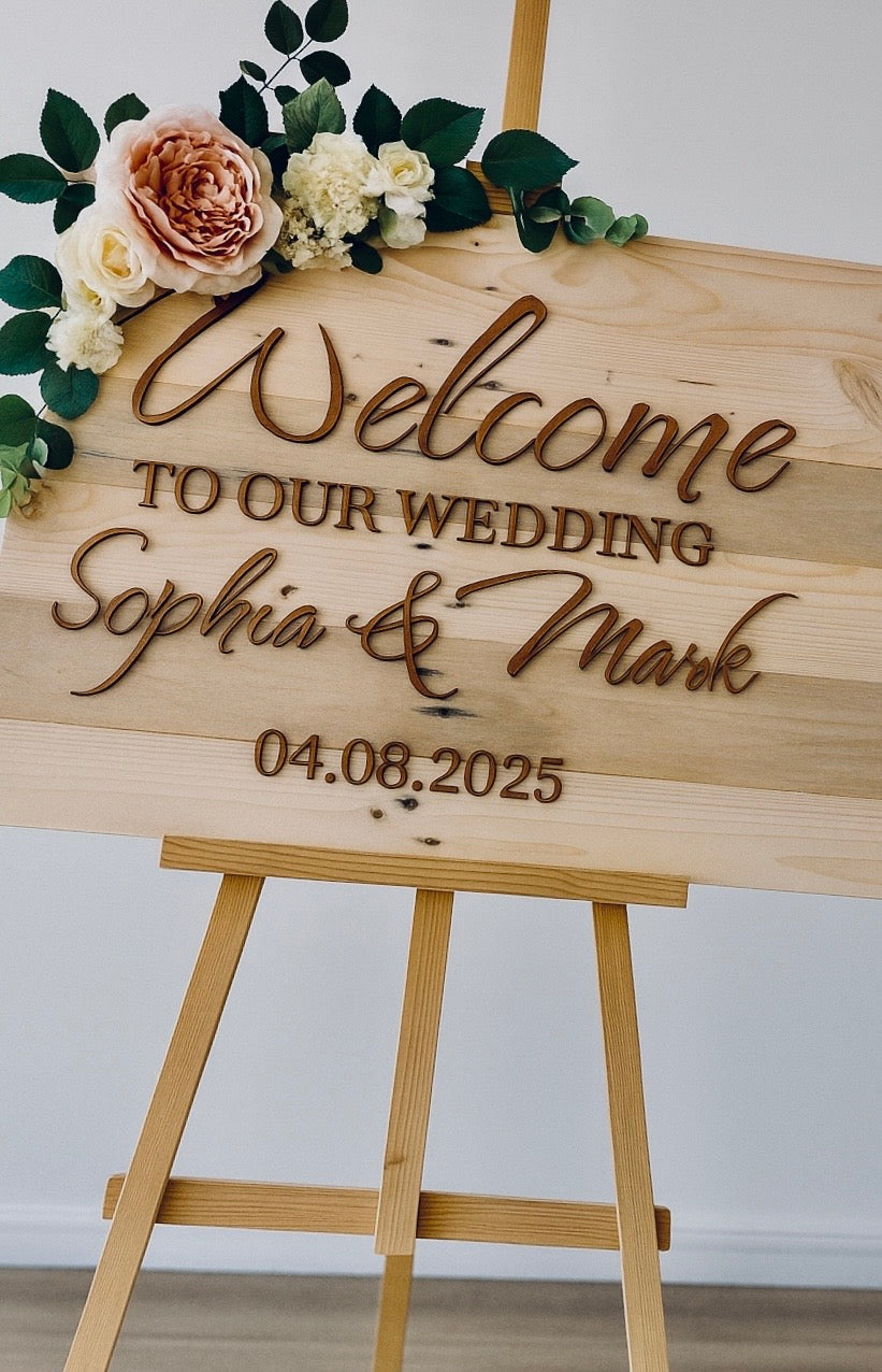 Personalised Wooden Wedding Welcome Sign