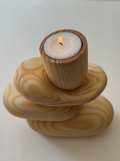 Zen-Style Wooden Candle Holder