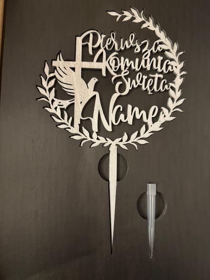 Personalised Wooden First Holy Communion Cake Toppers
