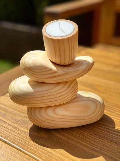 Zen-Style Wooden Candle Holder