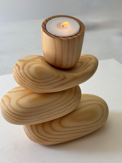 Zen-Style Wooden Candle Holder