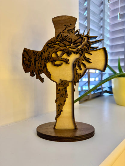 Wooden Cross With The Face Of Jesus Christ