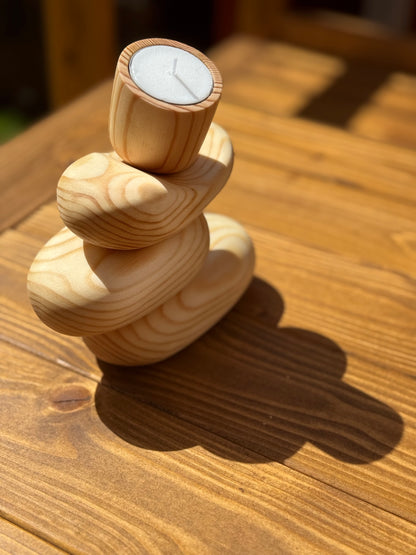 Zen-Style Wooden Candle Holder
