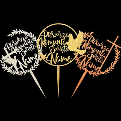 Personalised Wooden First Holy Communion Cake Toppers