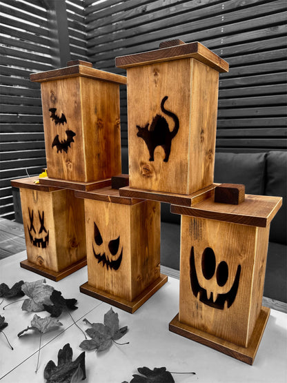 Rustic Wooden Halloween Lantern