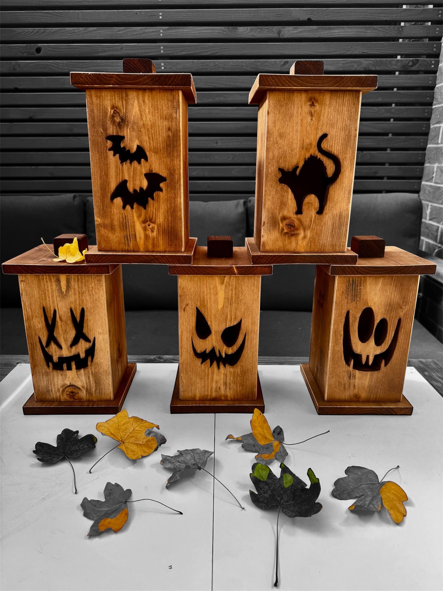 Rustic Wooden Halloween Lantern