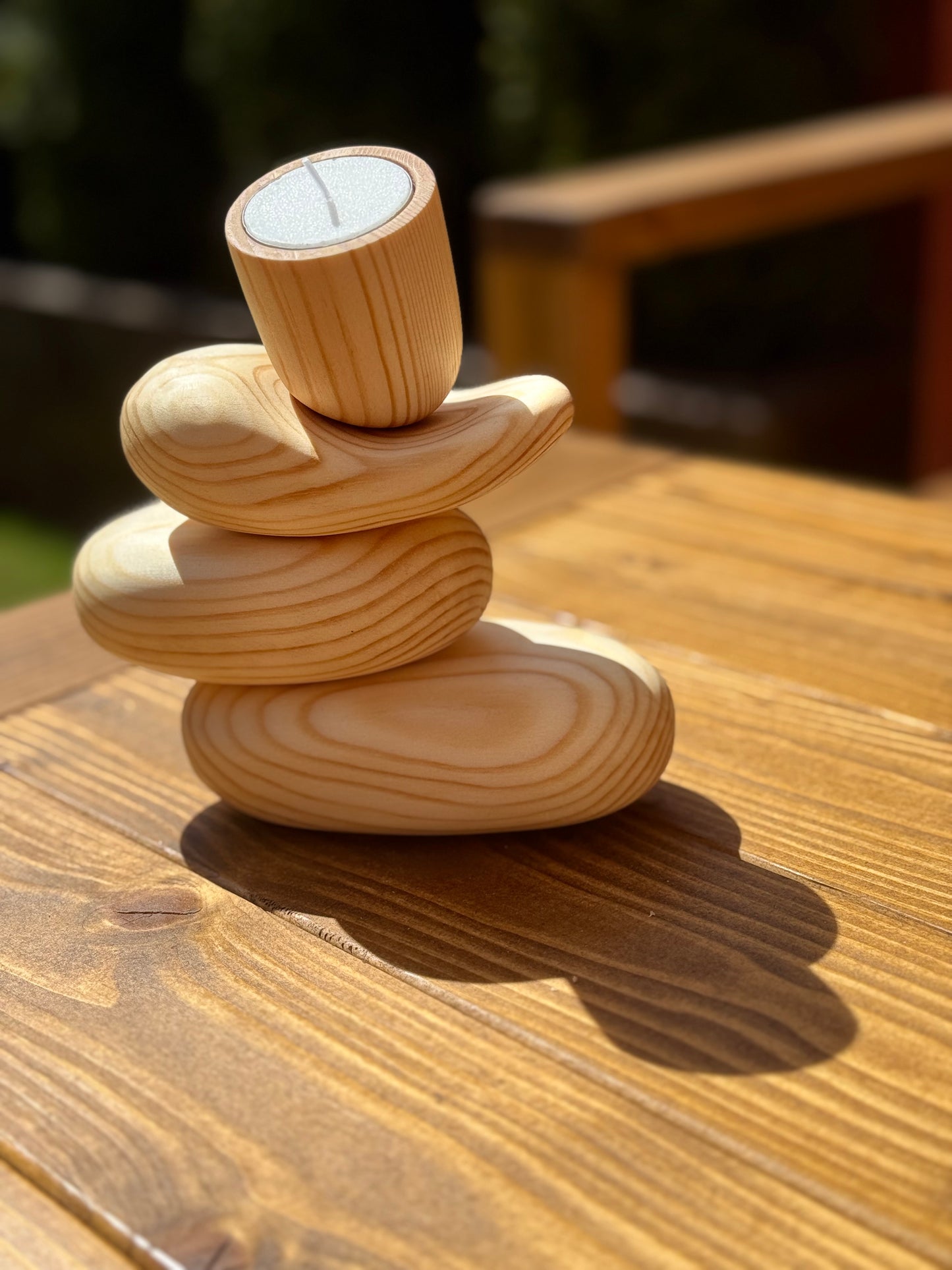 Zen-Style Wooden Candle Holder