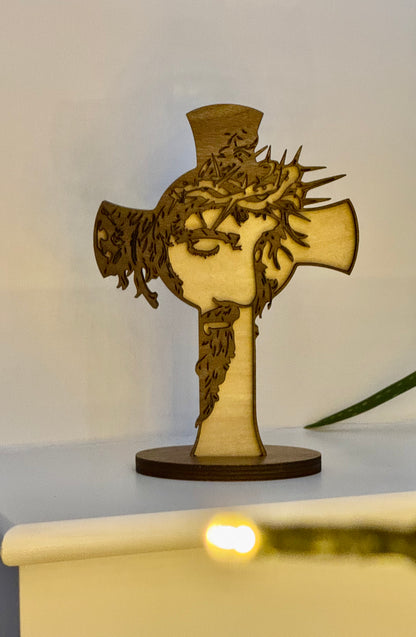 Wooden Cross With The Face Of Jesus Christ