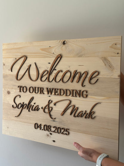 Personalised Wooden Wedding Welcome Sign