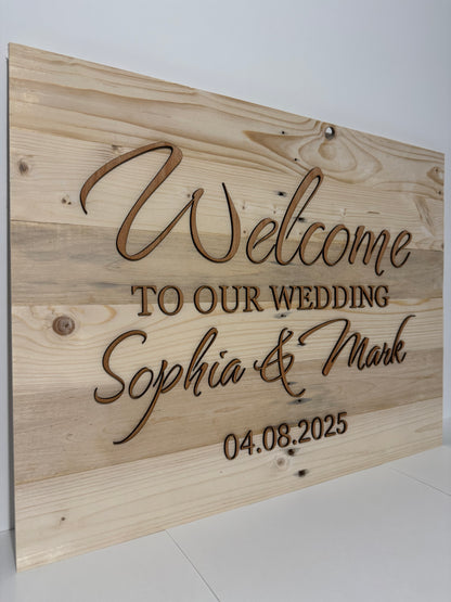 Personalised Wooden Wedding Welcome Sign