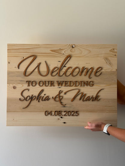 Personalised Wooden Wedding Welcome Sign