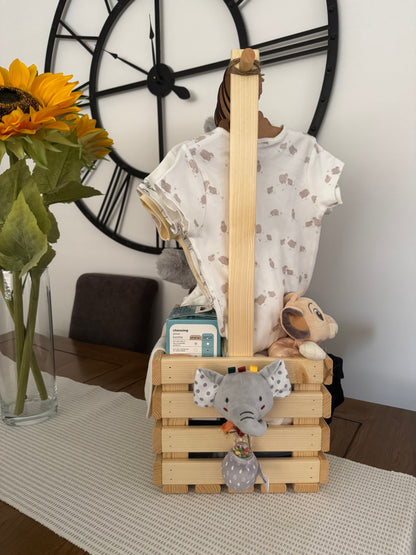 Personalised Wooden Baby Hamper Crate