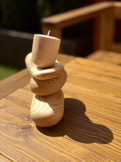 Zen-Style Wooden Candle Holder