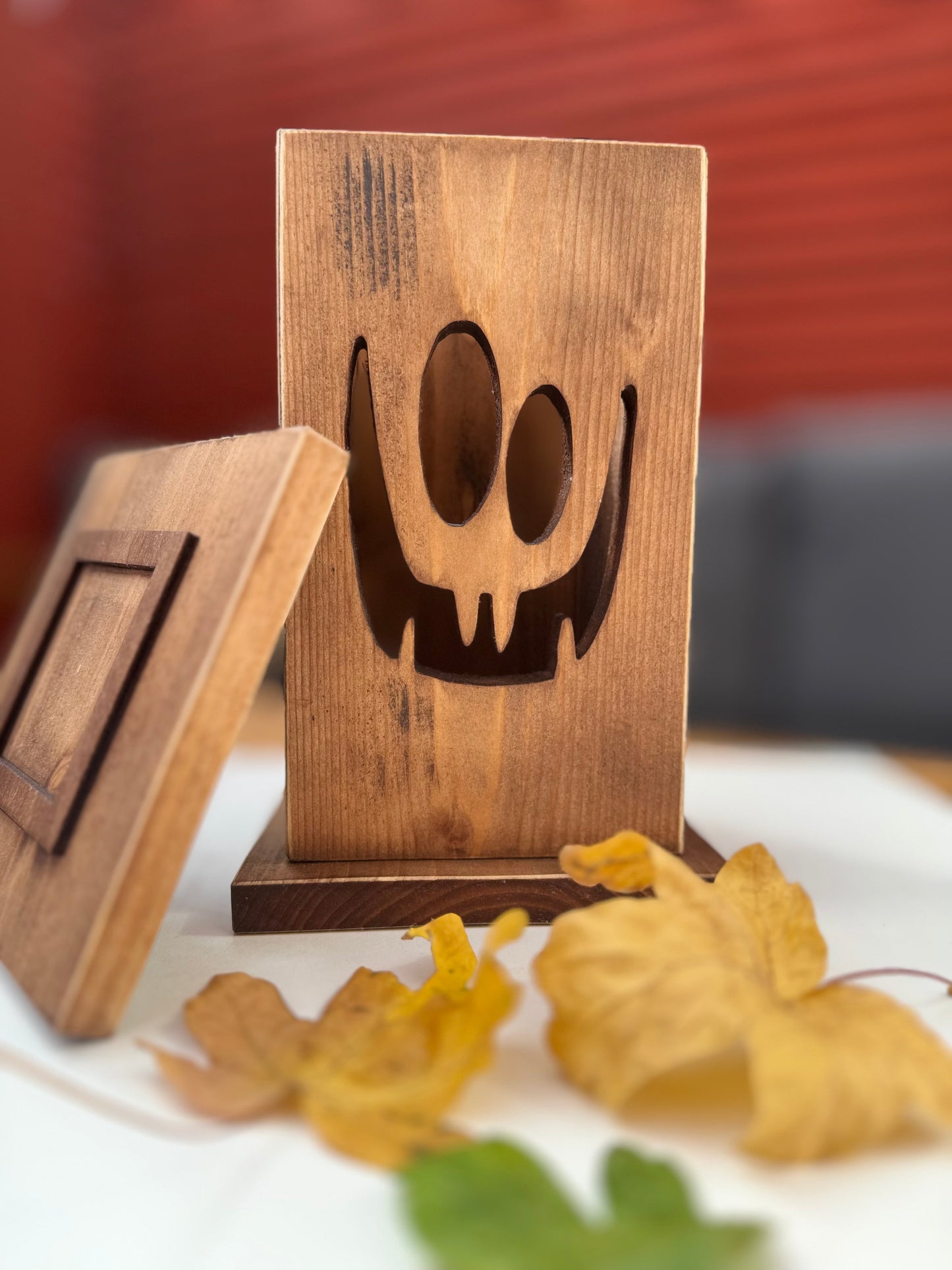Rustic Wooden Halloween Lantern
