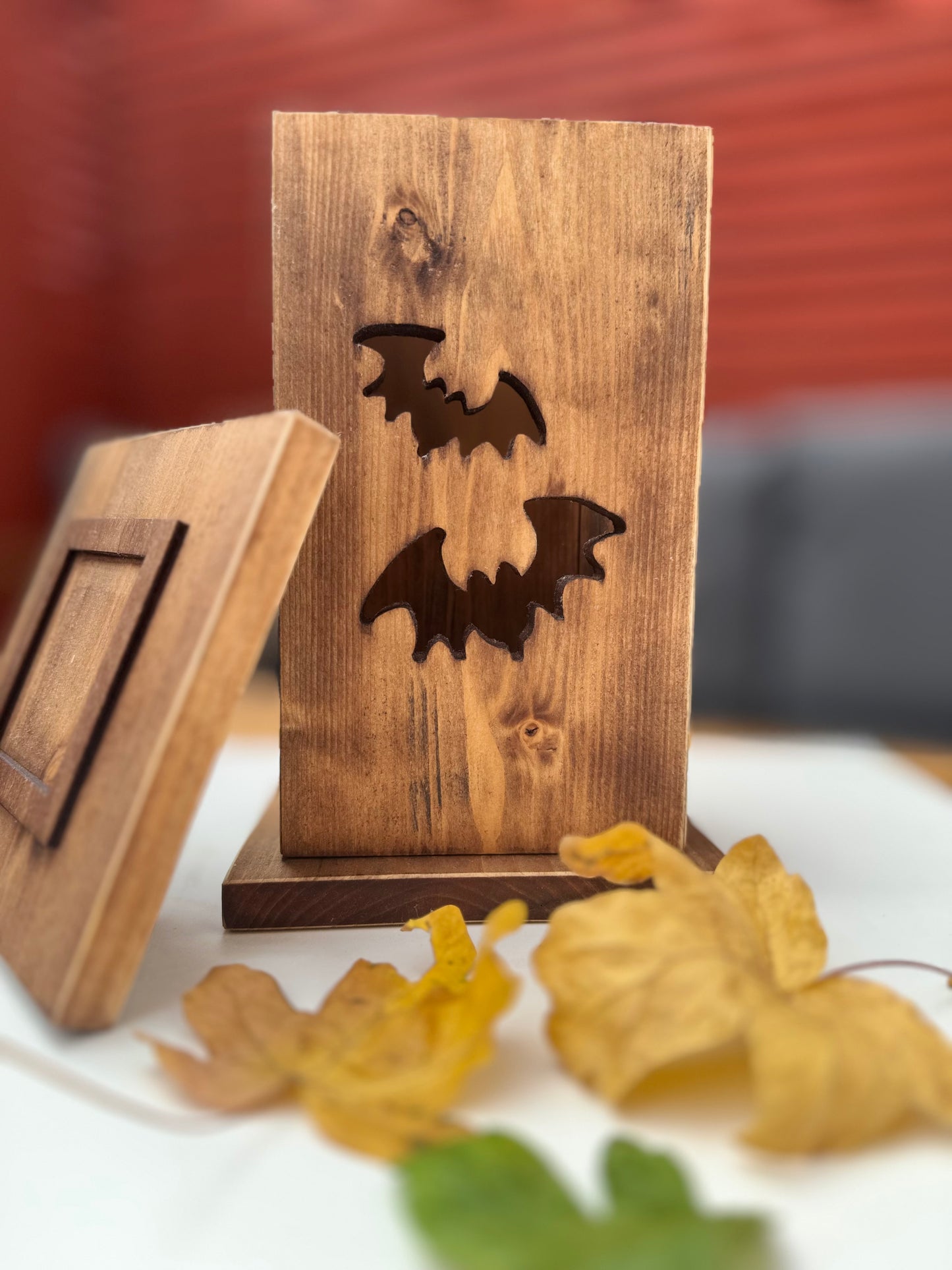 Rustic Wooden Halloween Lantern