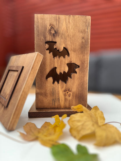 Rustic Wooden Halloween Lantern