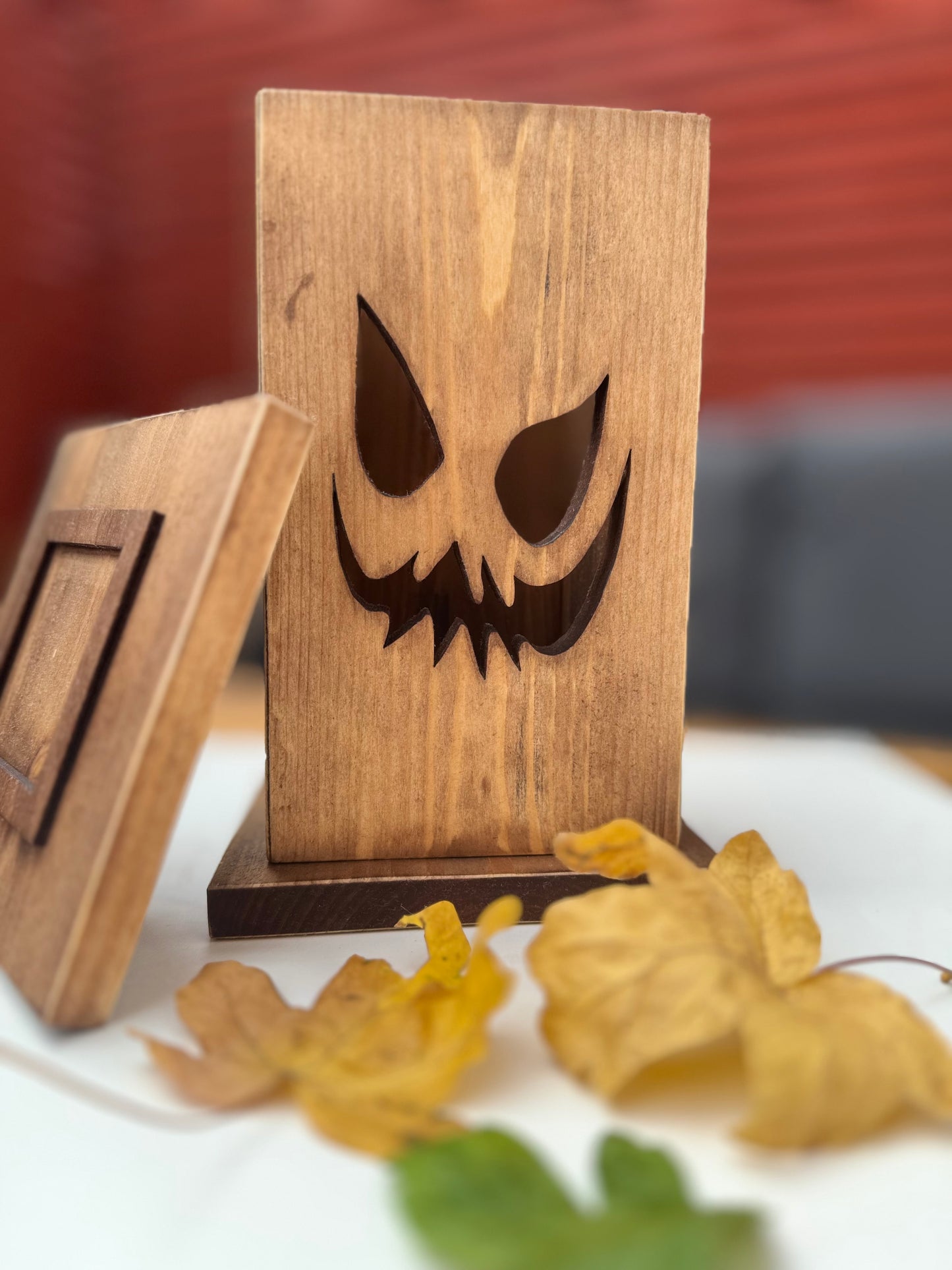 Rustic Wooden Halloween Lantern