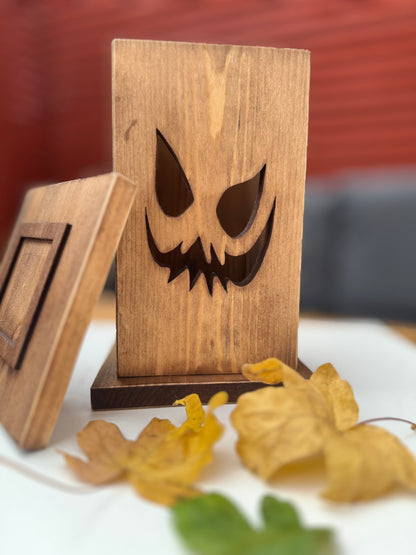 Rustic Wooden Halloween Lantern