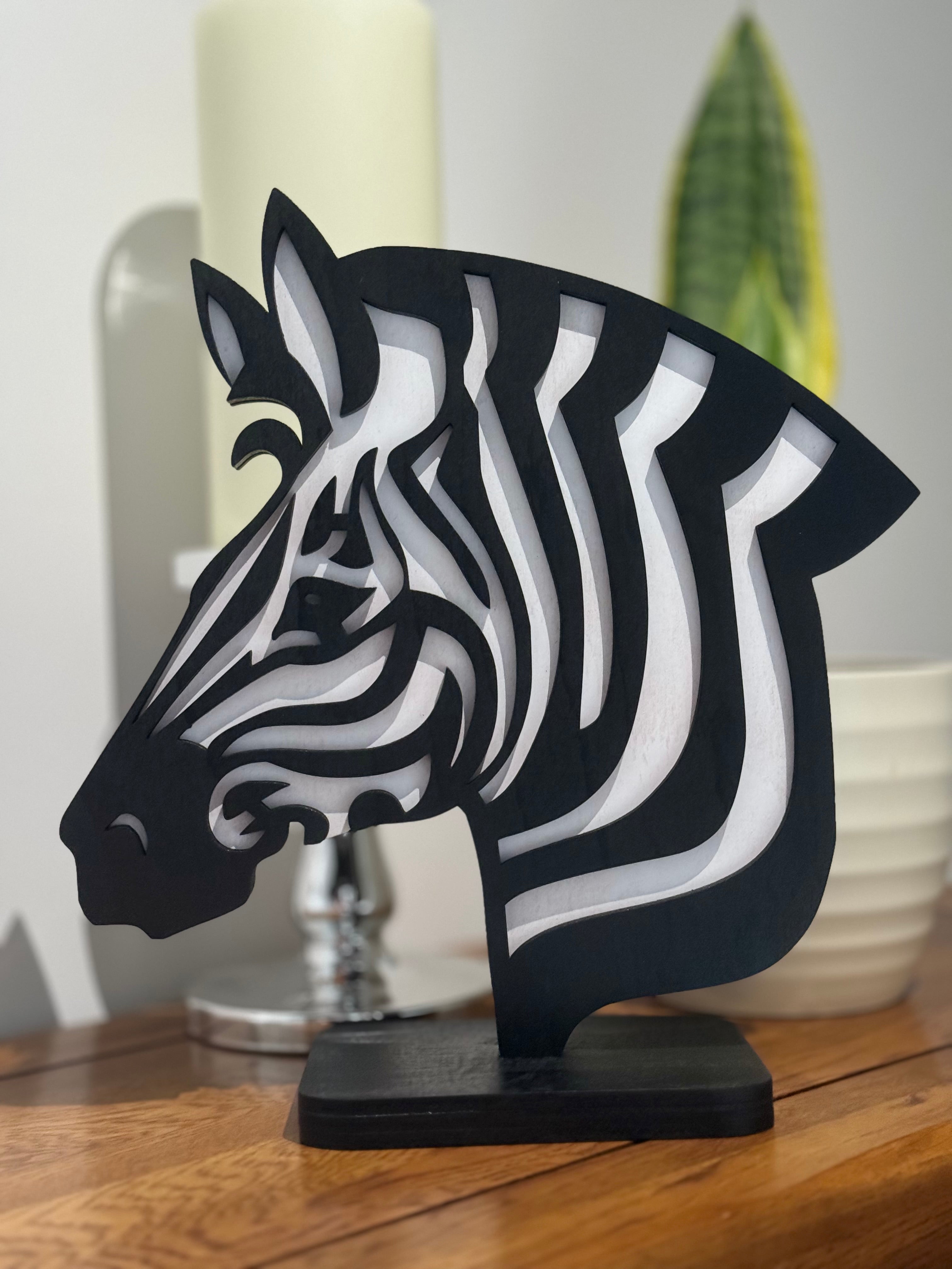 Stylish Zebra Silhouette Décor | Modern Black & White Home Accent ...
