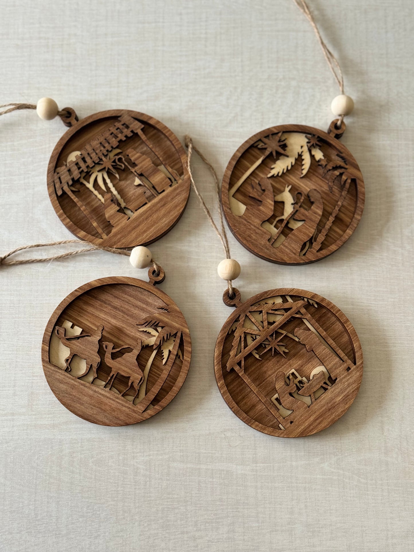 Wooden Nativity Baubles