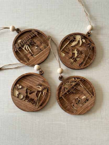 Wooden Nativity Baubles