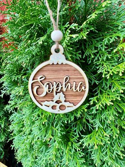 Personalised Wooden Christmas Baubles