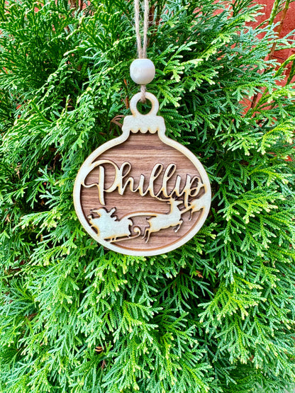 Personalised Wooden Christmas Baubles