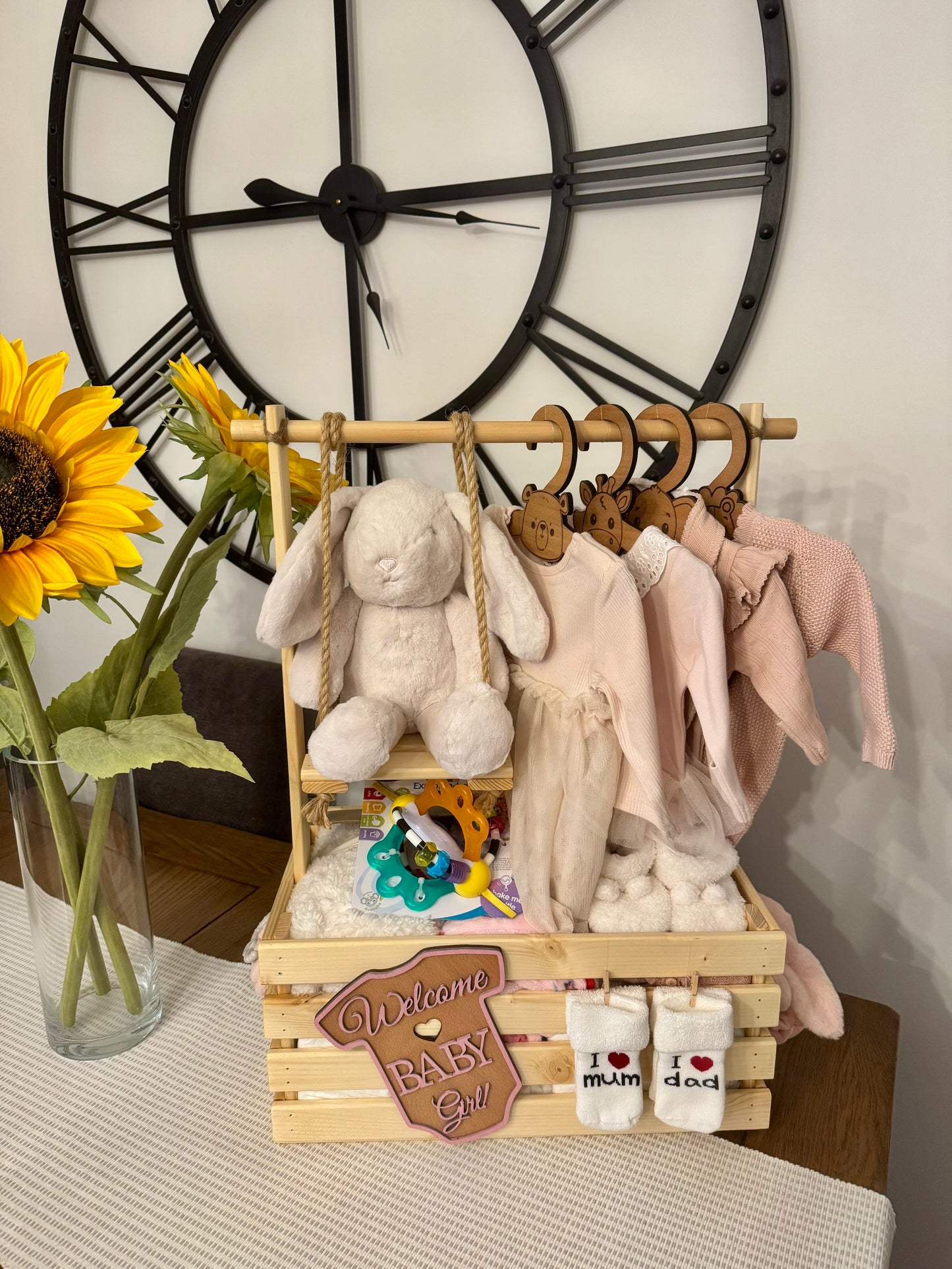 Personalised Wooden Baby Hamper Crate