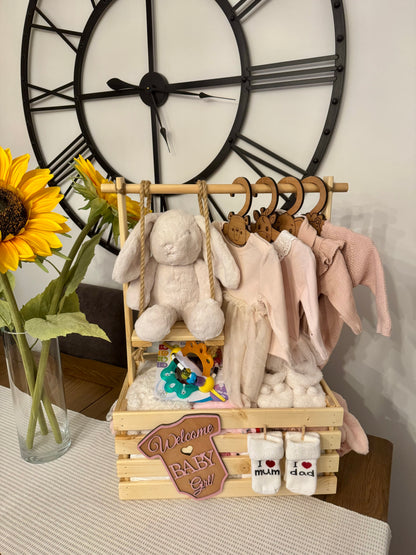 Personalised Wooden Baby Hamper Crate