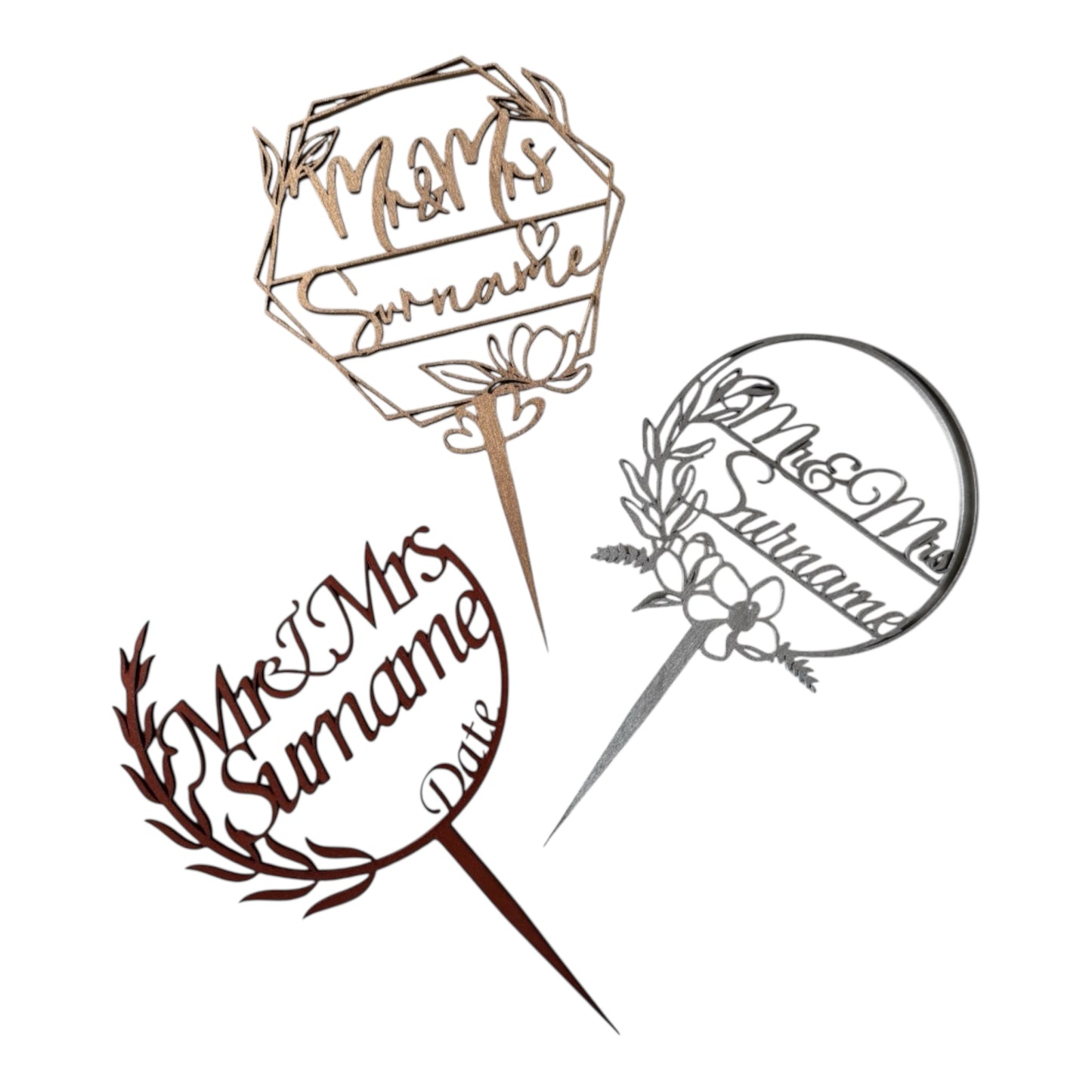 Personalised Wooden Wedding Cake Toppers