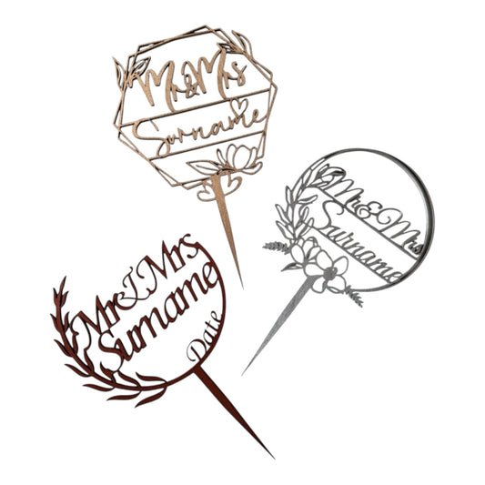 Personalised Wooden Wedding Cake Toppers